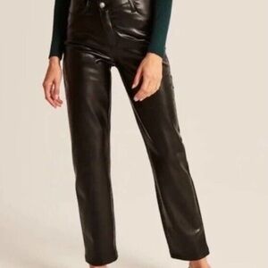 Abercrombie & Fitch Black Leather Straight Leg Pants